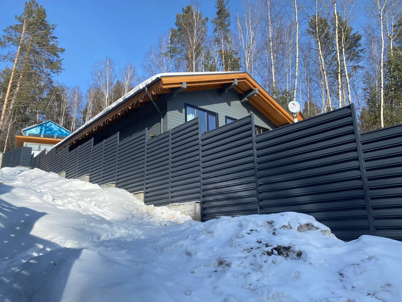 забор из штакетника 130м ral7024/7024 серый графит фото6 в Йошкар-Оле