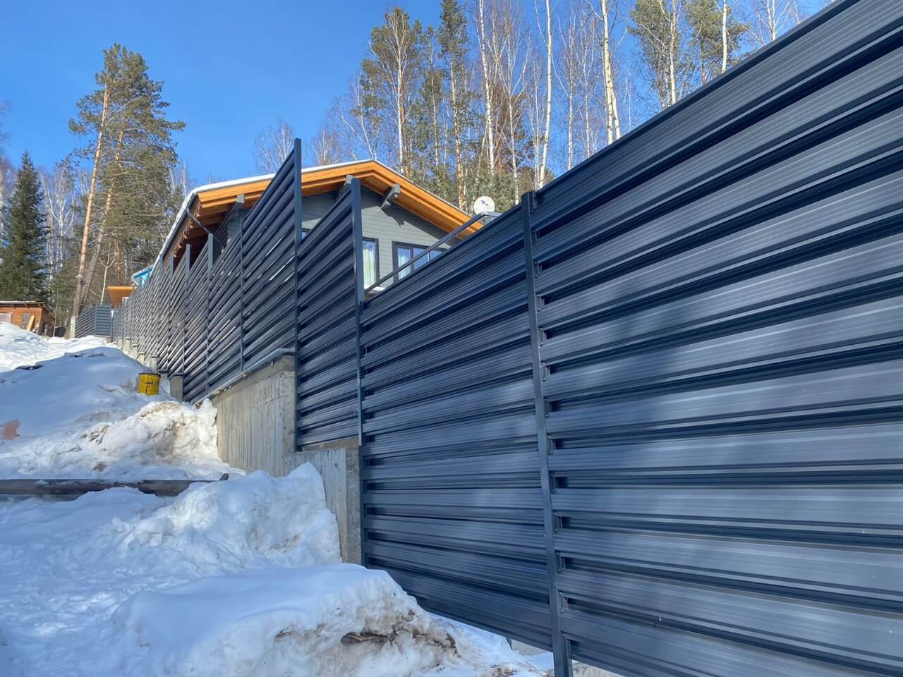 забор из штакетника 130м ral7024/7024 серый графит фото5 в Йошкар-Оле