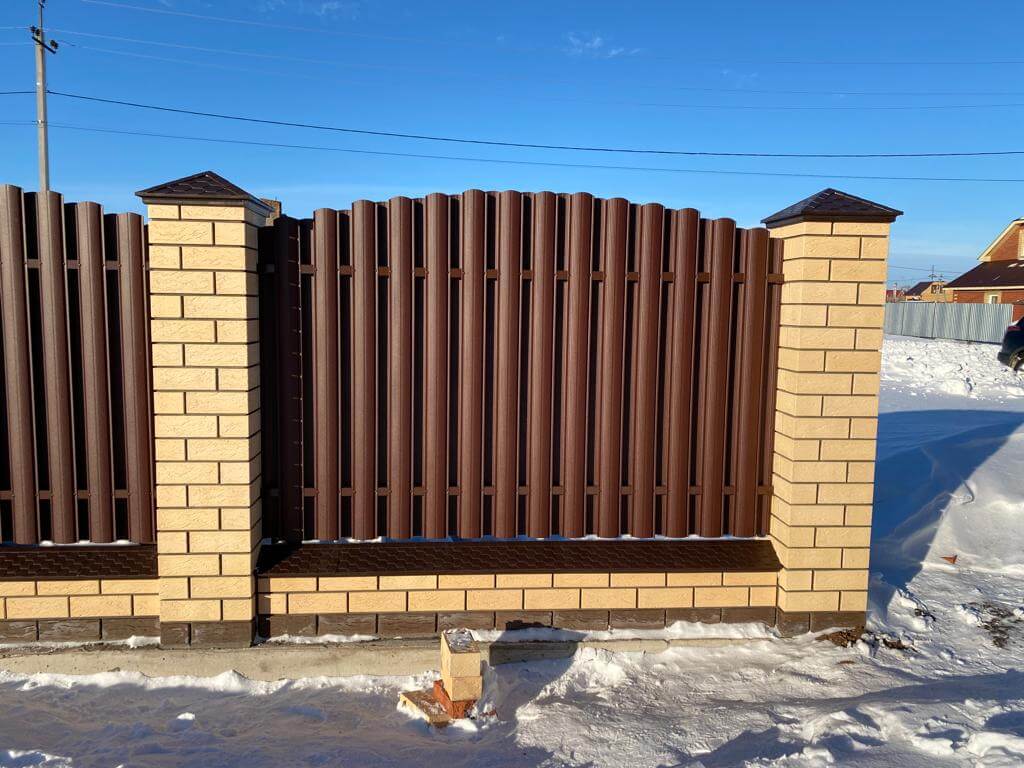 Забор из евроштакетника 57м RAL8017/8017 Шоколад двухсторонний МАТТЕ в Йошкар-Оле