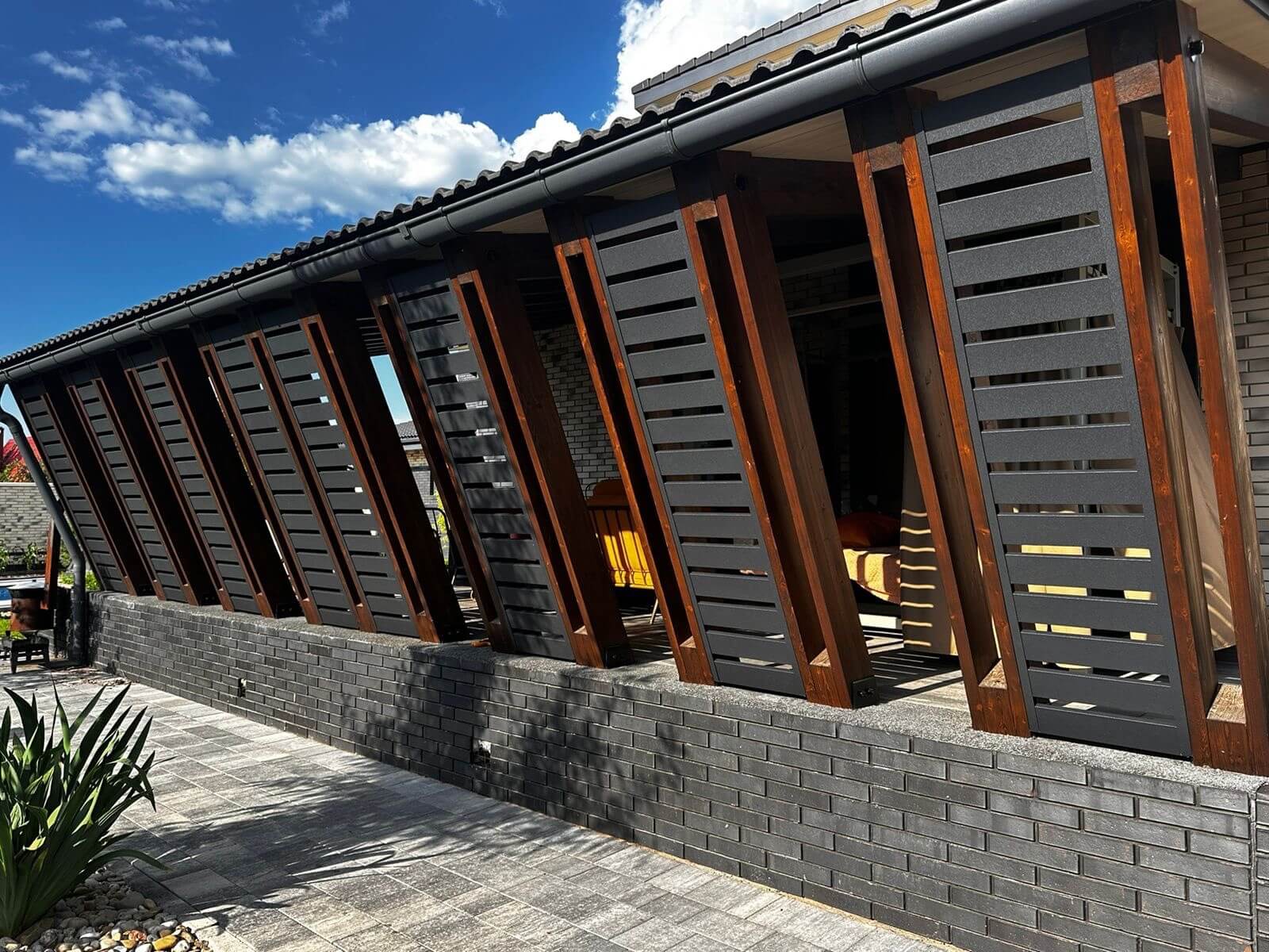Беседка из металлопланкена RAL7024 Серый Графит, Стальной Бархат фото 2 в Йошкар-Оле