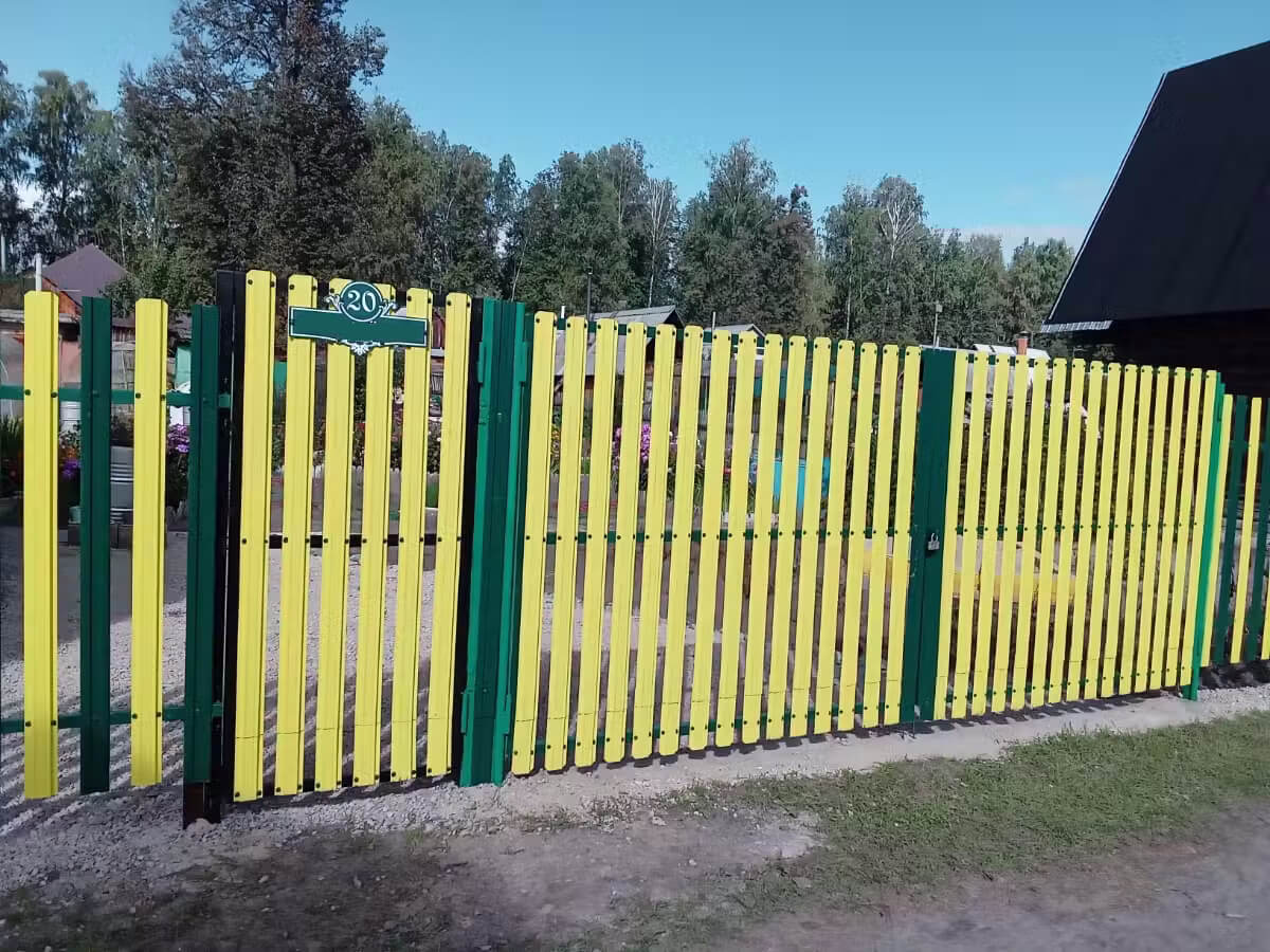 Забор из евроштакетника 13м RAL1018 Желтый в Йошкар-Оле